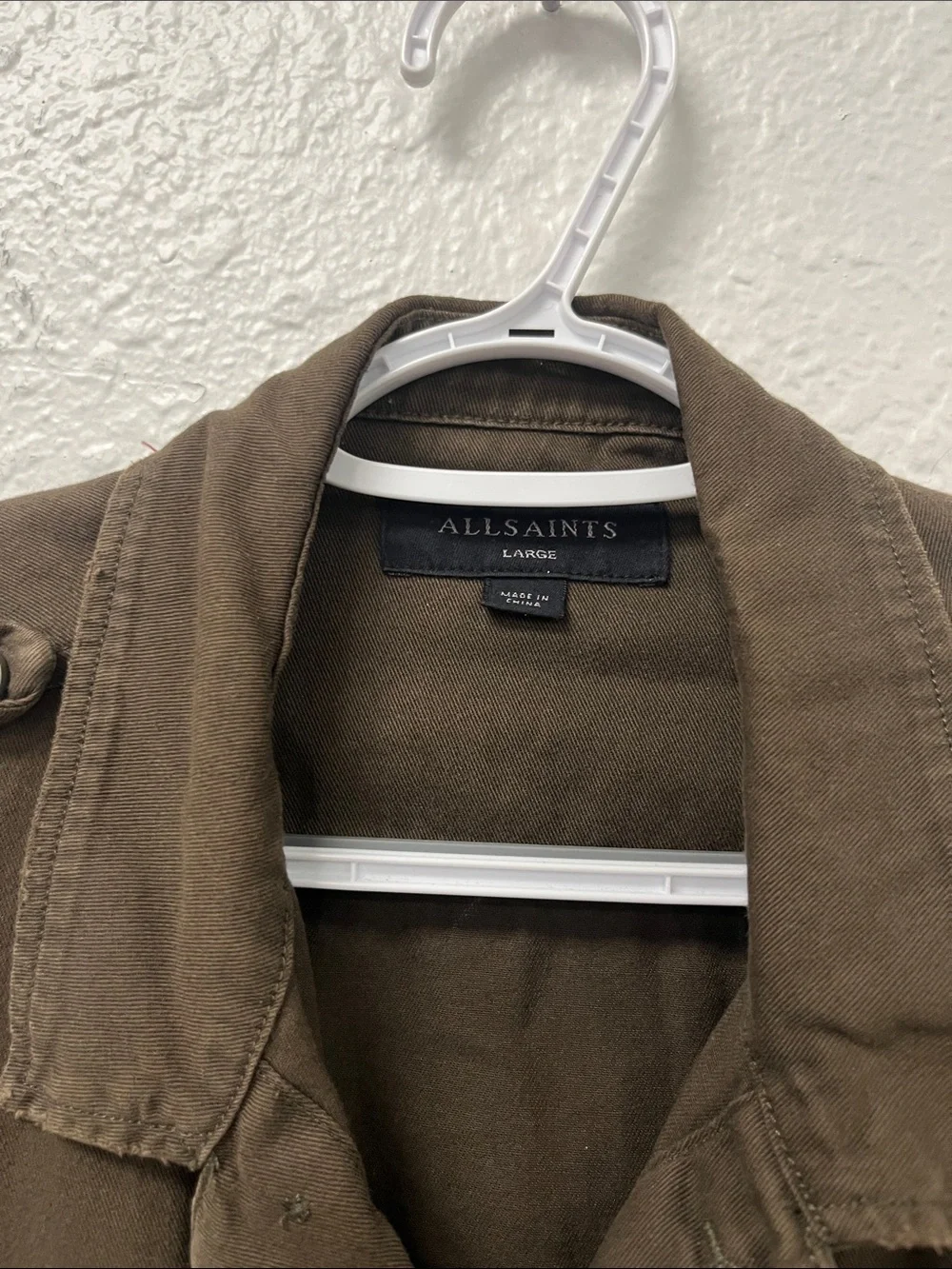 All Saints Men's Dark Olive Military Shirt Jacket #1215